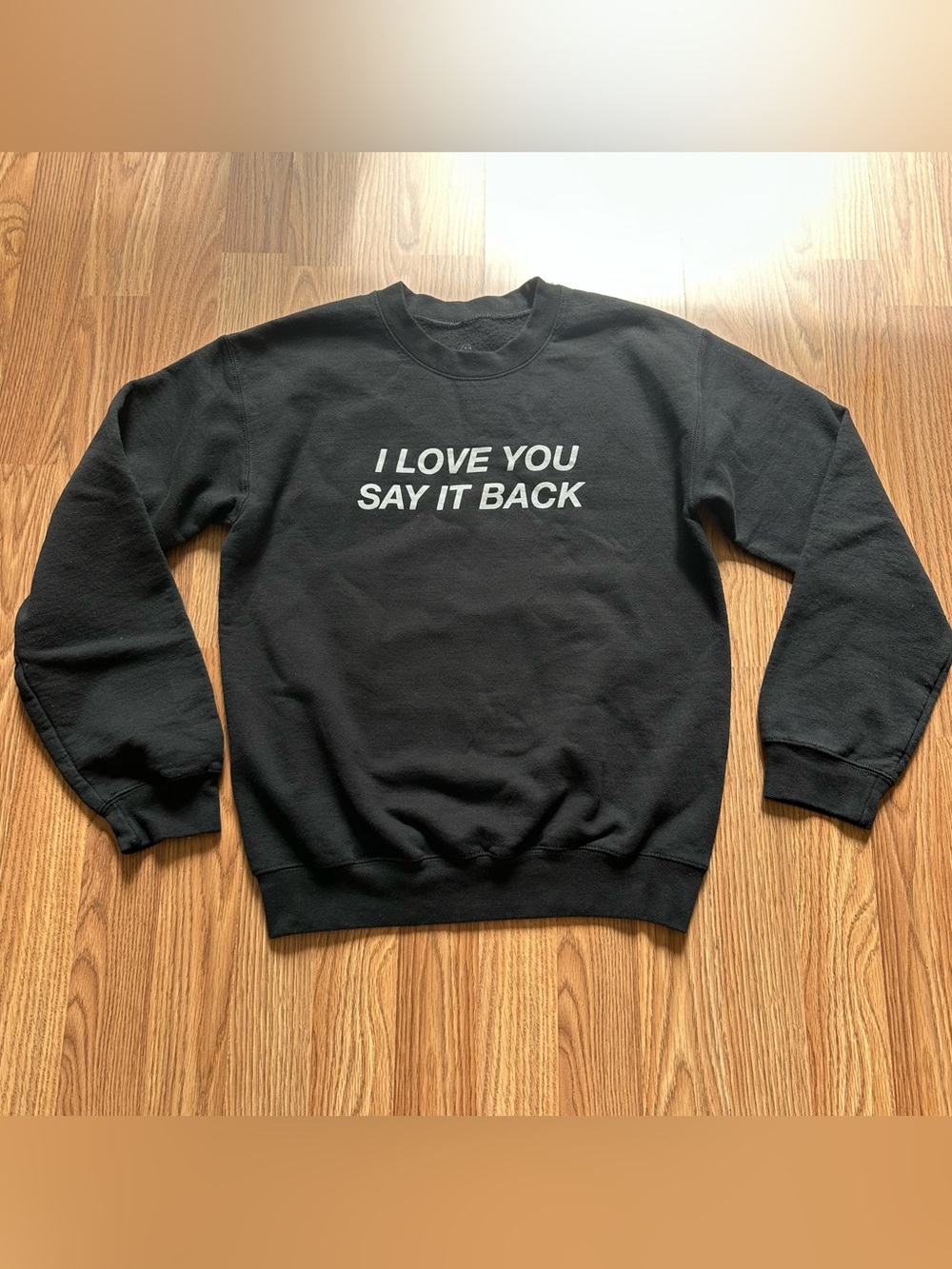Lonely Ghost I Love You Say It Back Black Graphic Crewneck Sweatshirt Small
